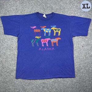 Vintage 90’s Alaska Moose Colorful Tee Shirt